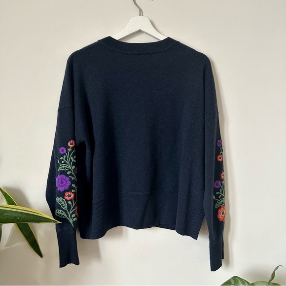 Autumn Cashmere Sweater Floral Embroidered Size S - Picture 2 of 4